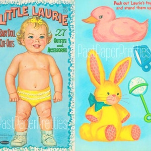 Vintage Paper Dolls Petite poupée Laurie v. 1961 Mignonne petite fille en bas âge PDF imprimable Téléchargement numérique instantané Kitsch bébé Clip Art