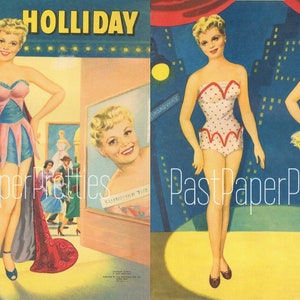Vintage Paper Dolls Judy Holliday Movie Star c. 1954 Printable PDF Instant Digital Download Hollywood Actress Starlet Doll Clip Art