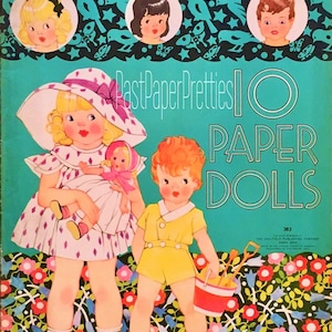 Vintage 10 bambole di carta bambini e infermiera c. 1930s PDF stampabile download digitale istantaneo ragazze carine ragazzi bambole antiche clip art