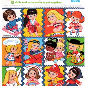 Bonecas de papel vintage Liddle Kiddles Press-Out Book c. 1967 PDF para impressão Download digital instantâneo Bonecas de brinquedo de infância fofas Conjunto de clipes