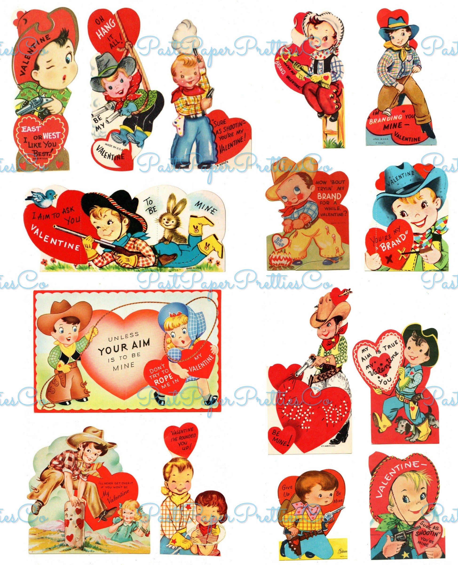 Retro Western Printable Valentine's Day Cards for Students