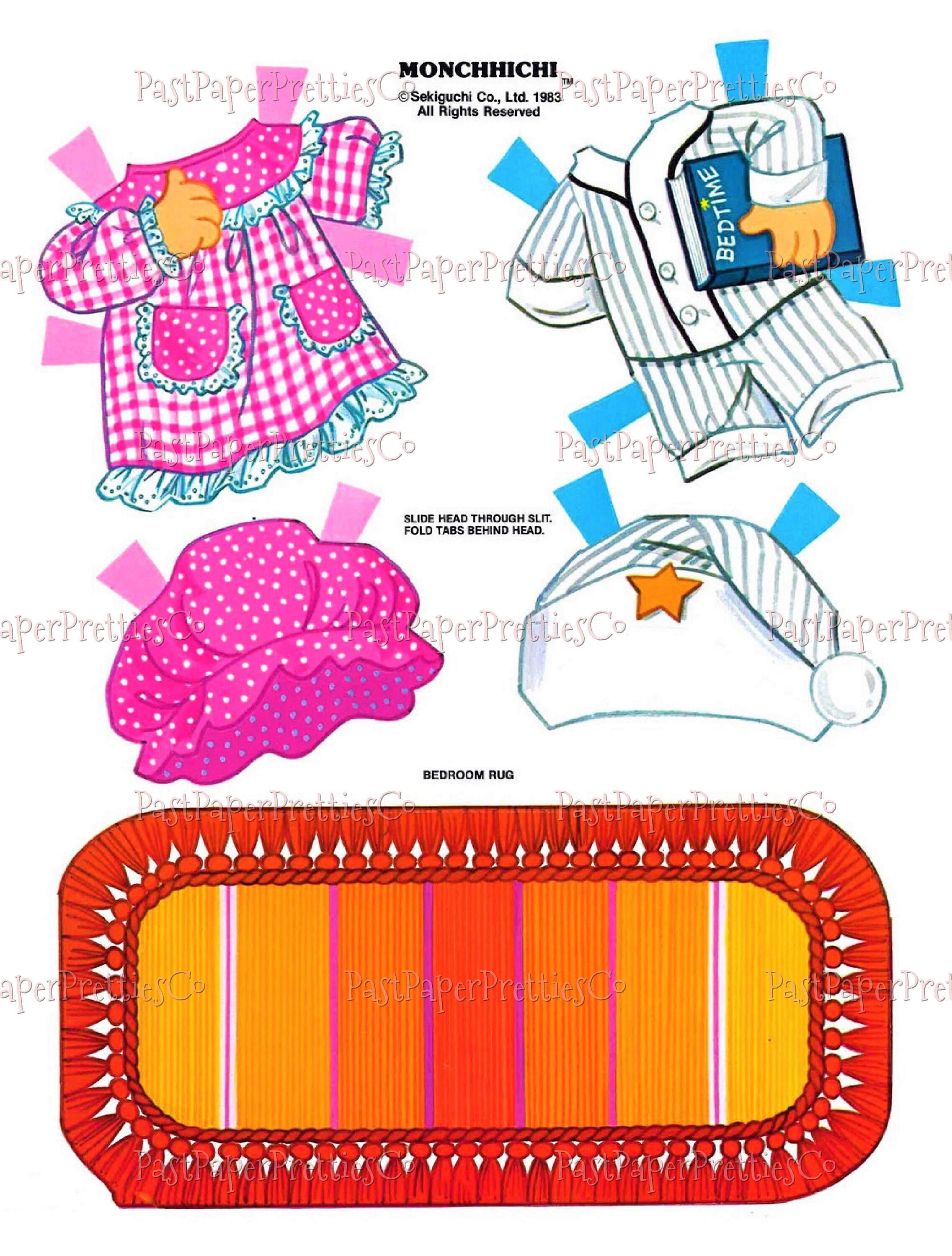 Vintage Monchhichi Paper Dolls Playset 1983 Printable PDF