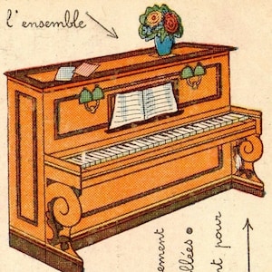 Pianoforte antico vintage, stampabile, ritagliato e assemblato, modello di carta 3D, modello di carta da assemblare, modello digitale istantaneo, modello di carta da assemblare ...