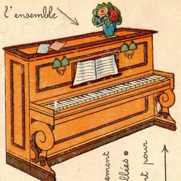 Vintage Printable Old Fashioned Antique Piano Cut Out And Assemble Instant Digital Download 3-D Paper Model Papercraft JPEG