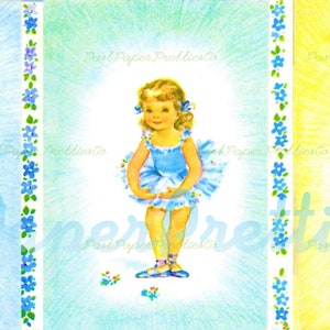 Vintage afdrukbare kleine ballerinameisjes Art Print kaarten 3 ontwerpen PDF Instant digitale download 3 schattige kleine danseres dansen beelden clipart