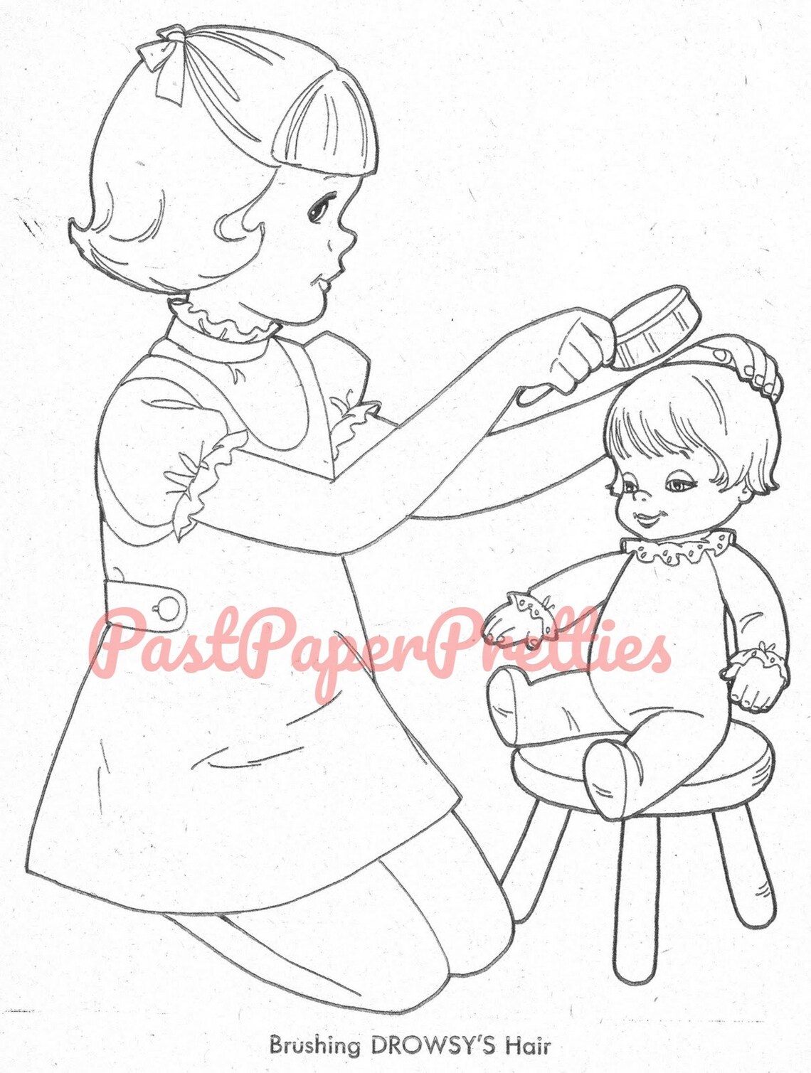Vintage Printable Coloring Book Pages Drowsy Doll C. 1976 PDF - Etsy
