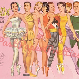 Muñecas de papel de ballet antiguas Libro de muñecas dobles c. 1964 PDF Imprimible Descarga digital instantánea 16 bailarinas Bailarinas Artes escénicas Clip Art
