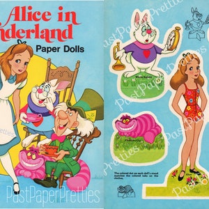vintage Paper Dolls Alice au pays des merveilles v. 1976 Imprimable PDF Livre de contes classique en téléchargement numérique instantané Clip Art