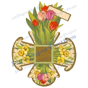 Vintage 4" Mothers Day Printable Spring Flowers Favor Box PDF Instant Digital Download Treat or Flower Holder Basket Cut Out Assemble