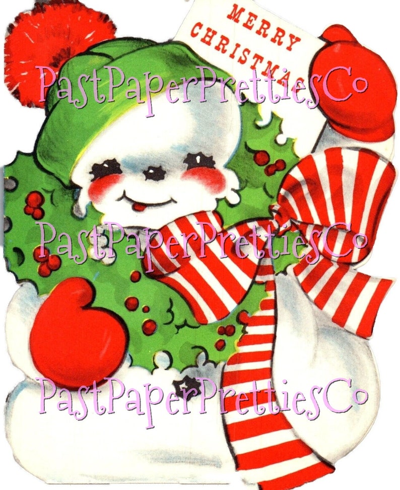 Vintage Printable Cute Snowman Christmas Card Images 3 Sizes Fussy Cuts ...