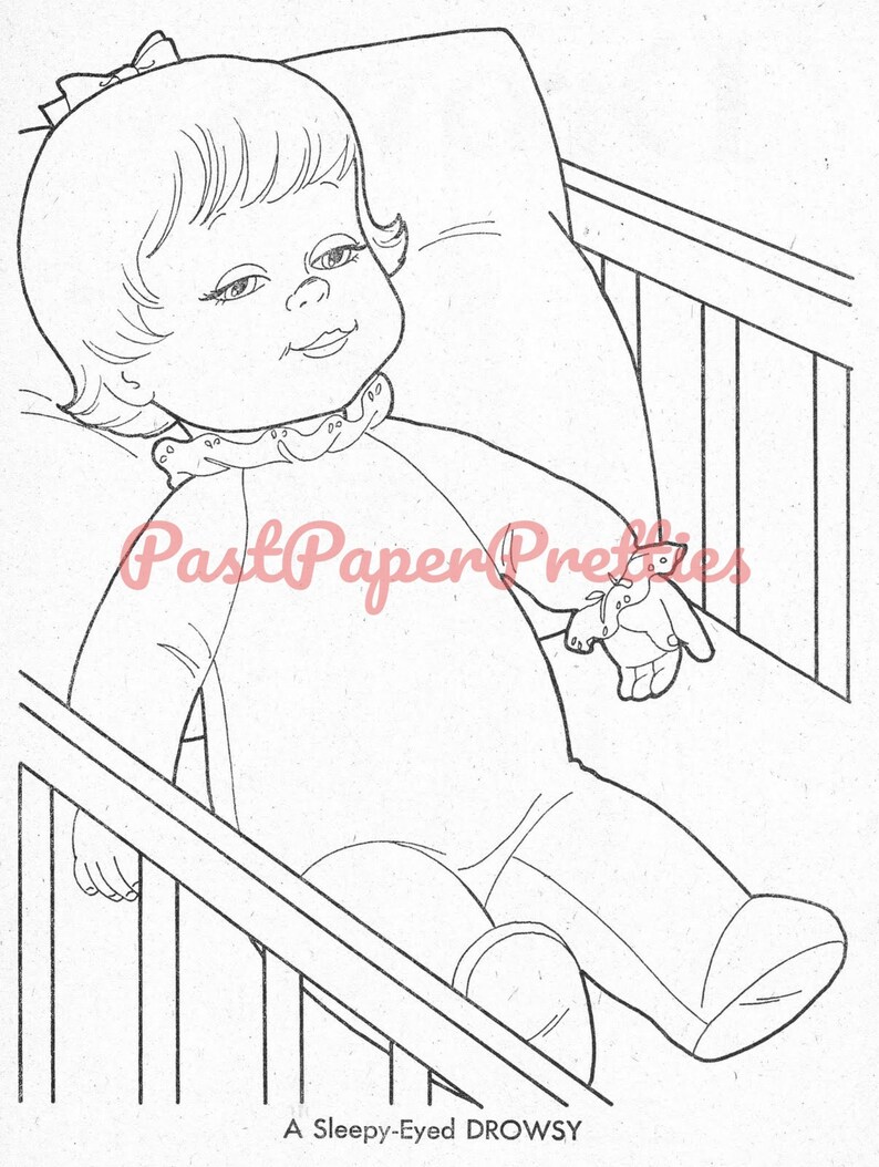 Vintage Printable Coloring Book Pages Drowsy Doll C. 1976 PDF - Etsy