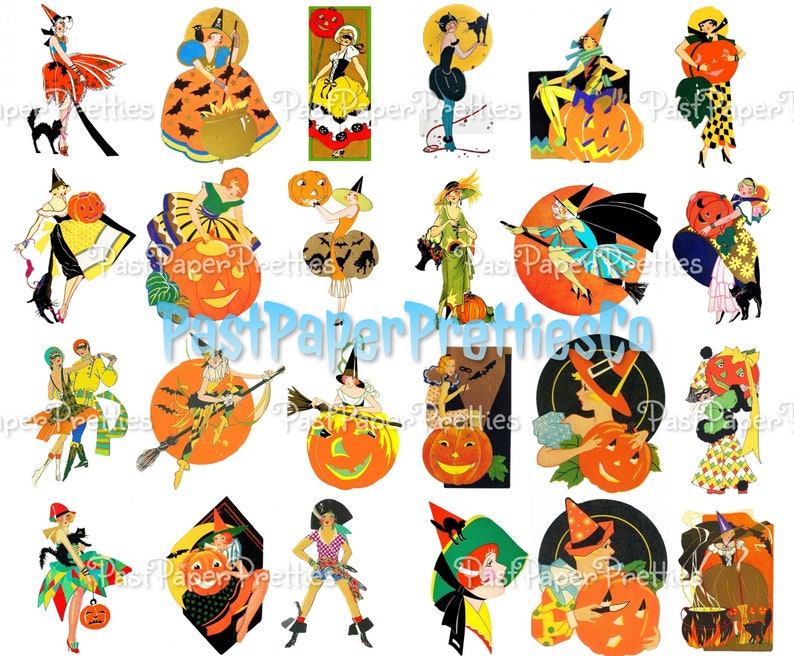 Vintage Art Deco Halloween Flapper Ladies Images Printable Etsy