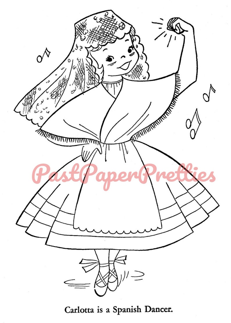 Vintage Printable Coloring Book Pages Children of Other Lands - Etsy