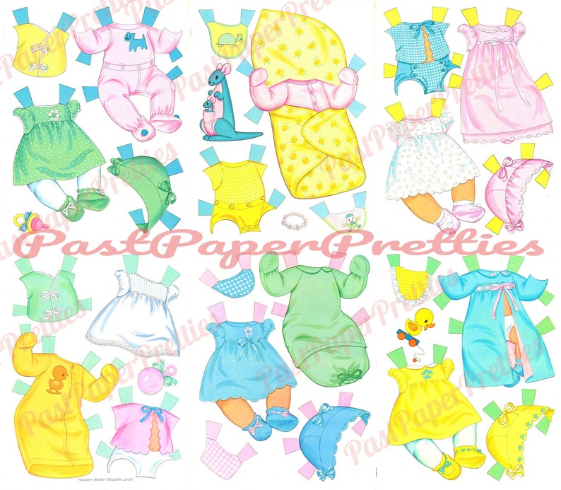 Vintage Paper Dolls Newborn Baby Tender Love Doll c. 1973 Printable PDF Instant Digital Download Cute Retro Childhood Toy Dolly Clip Art image 3