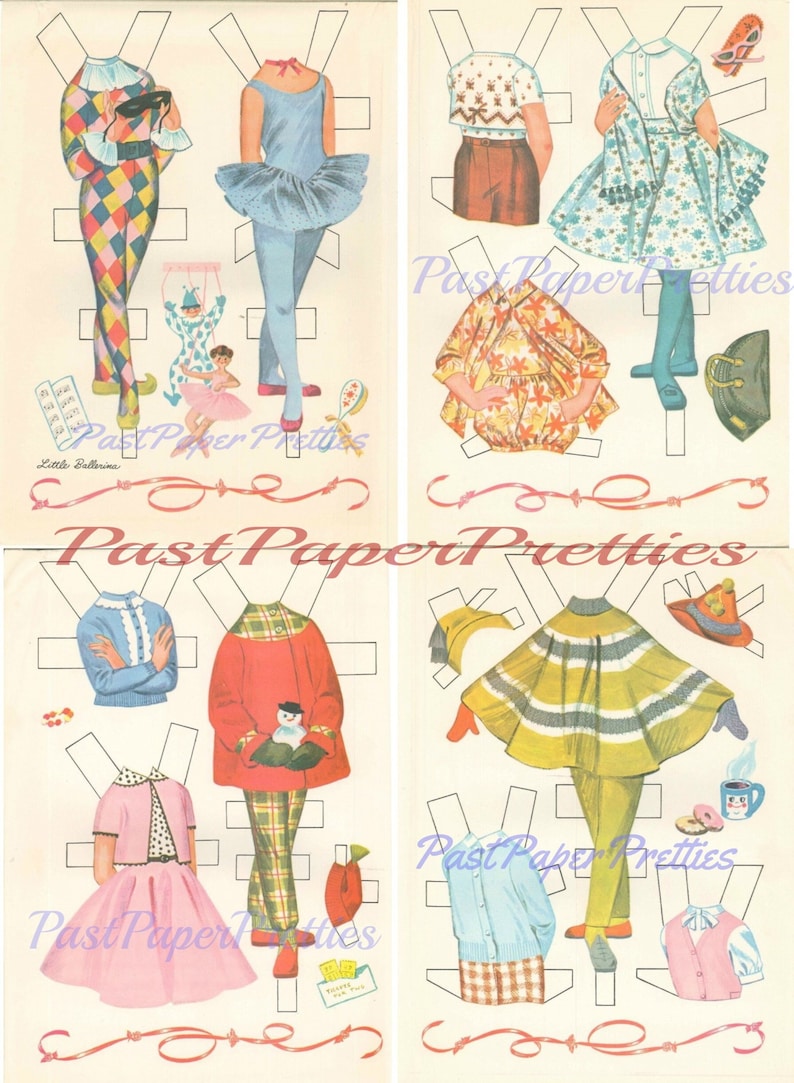 Vintage Paper Dolls Little Ballerina Cutouts C. 1961 Etsy