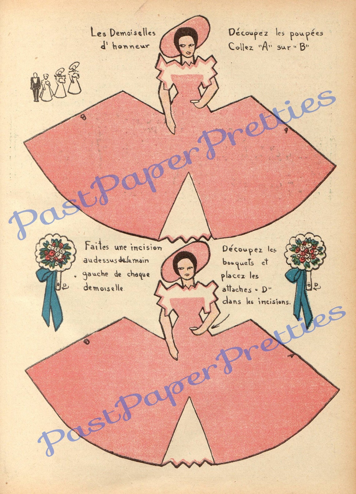 Vintage Printable French Paper Dolls Cute Stand up 3-D Maidens - Etsy
