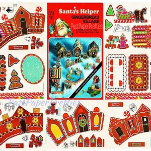 Libro da gioco vintage stampabile Babbo Natale Aiutante di pan di zenzero Case del villaggio c. 1977 PDF Download digitale istantaneo Artigianato di carta natalizia retrò