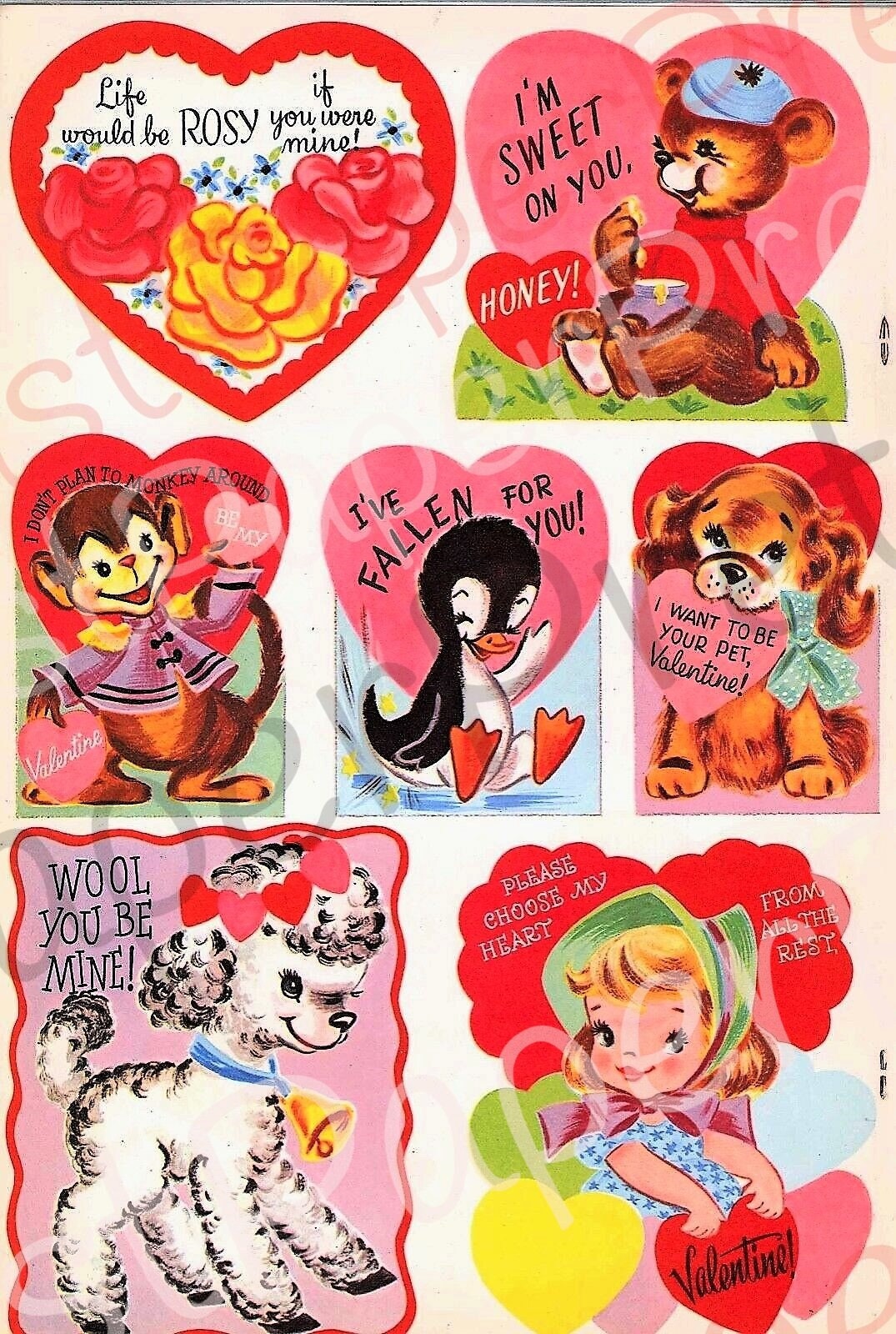 25 Vintage Printable 1950s Valentines Day Cards Cute Kitsch Boys Girls  Children Animals PDF Instant Digital Download Clip Art Jpegs -  Israel