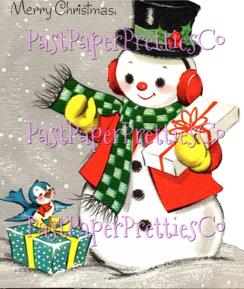 Vintage Printable Cute Snowman Christmas Card Images 3 Sizes Fussy Cuts ...