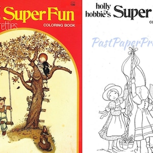 Pagine da colorare vintage stampabili Holly Hobbies Super Fun Coloring Book 1976 PDF Download digitale istantaneo Cute Prairie Girl Clip Art 60 pagine