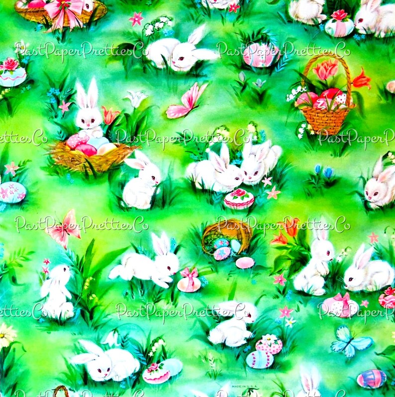Vintage Printable Easter Gift Wrap 6 Pack Designs Retro Springtime ...