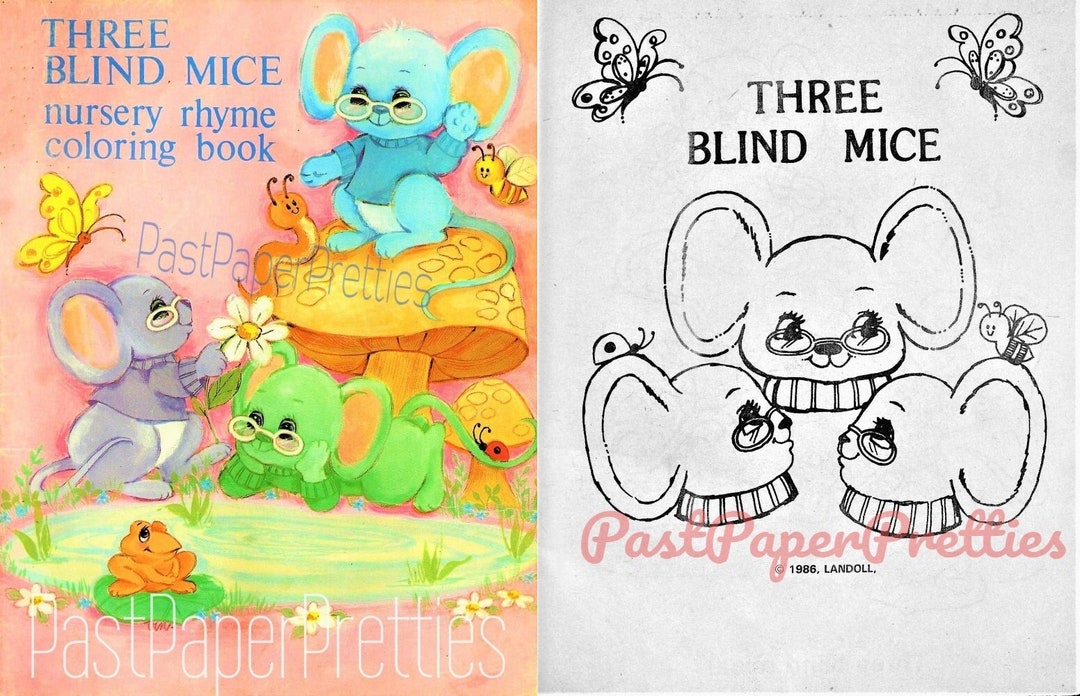 Vintage Printable Coloring Book Three Blind Mice Nursery Rhyme Color ...