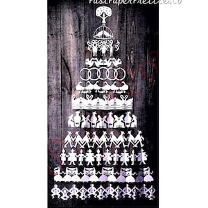 Manualidades navideñas vintage imprimibles de papel: Recortes de los 12 días de Navidad, cadenas para muñecas de papel, descarga digital instantánea en PDF.