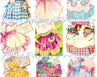 Vintage Printable Happy Mothers Day Apron Collage Sheet Card Images PDF Instant Digital Download ALL Cute Aprons Retro Homemaker Clip Art