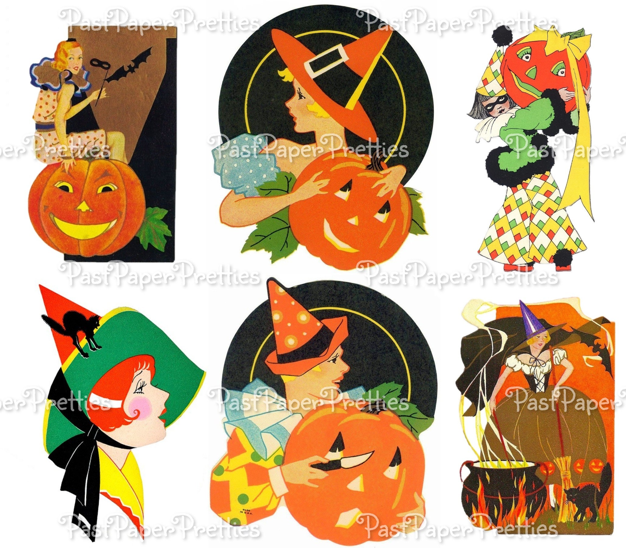 Vintage Art Deco Halloween Flapper Ladies Images Printable Etsy