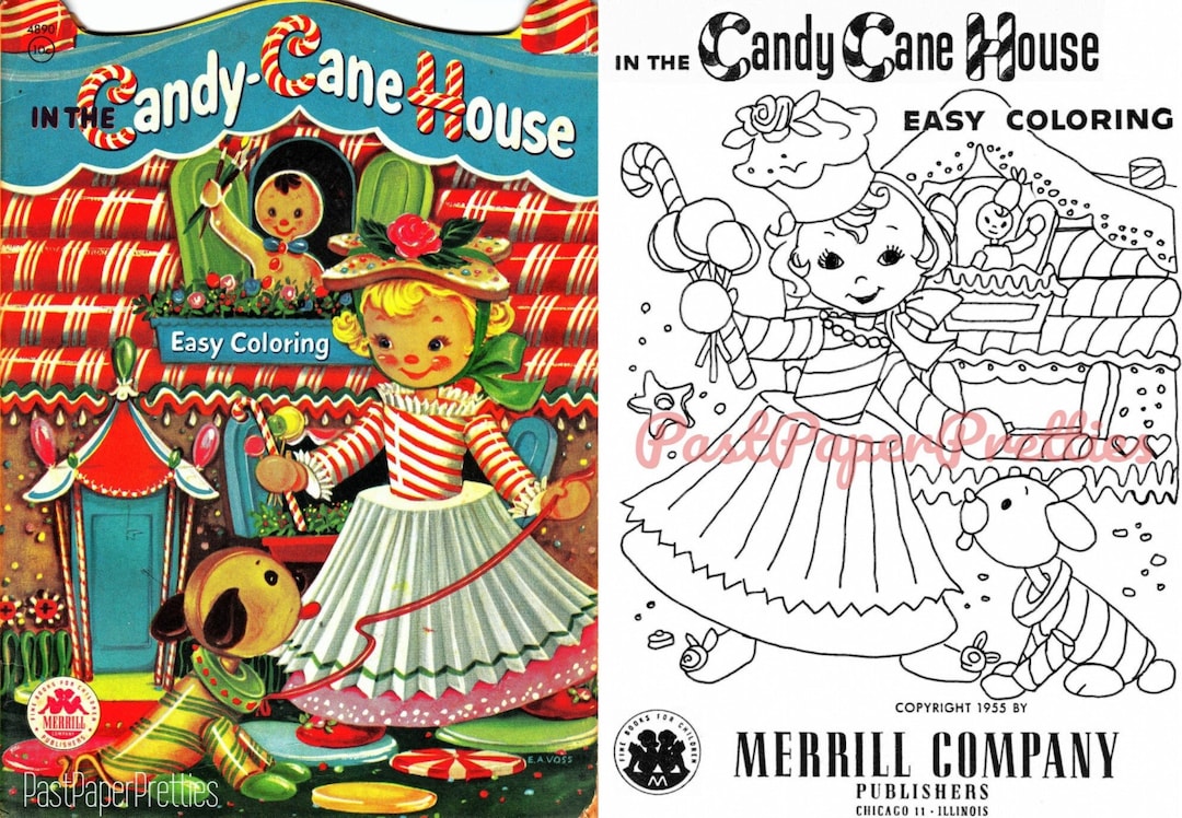 Vintage Christmas Coloring Pages in the Candy Cane House Coloring Book