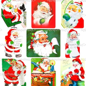 18 Vintage Christmas Santa Claus and His List Collage and Full Card Images PDF Instant Digital Download MCM Xmas Naughty or Nice Clipart