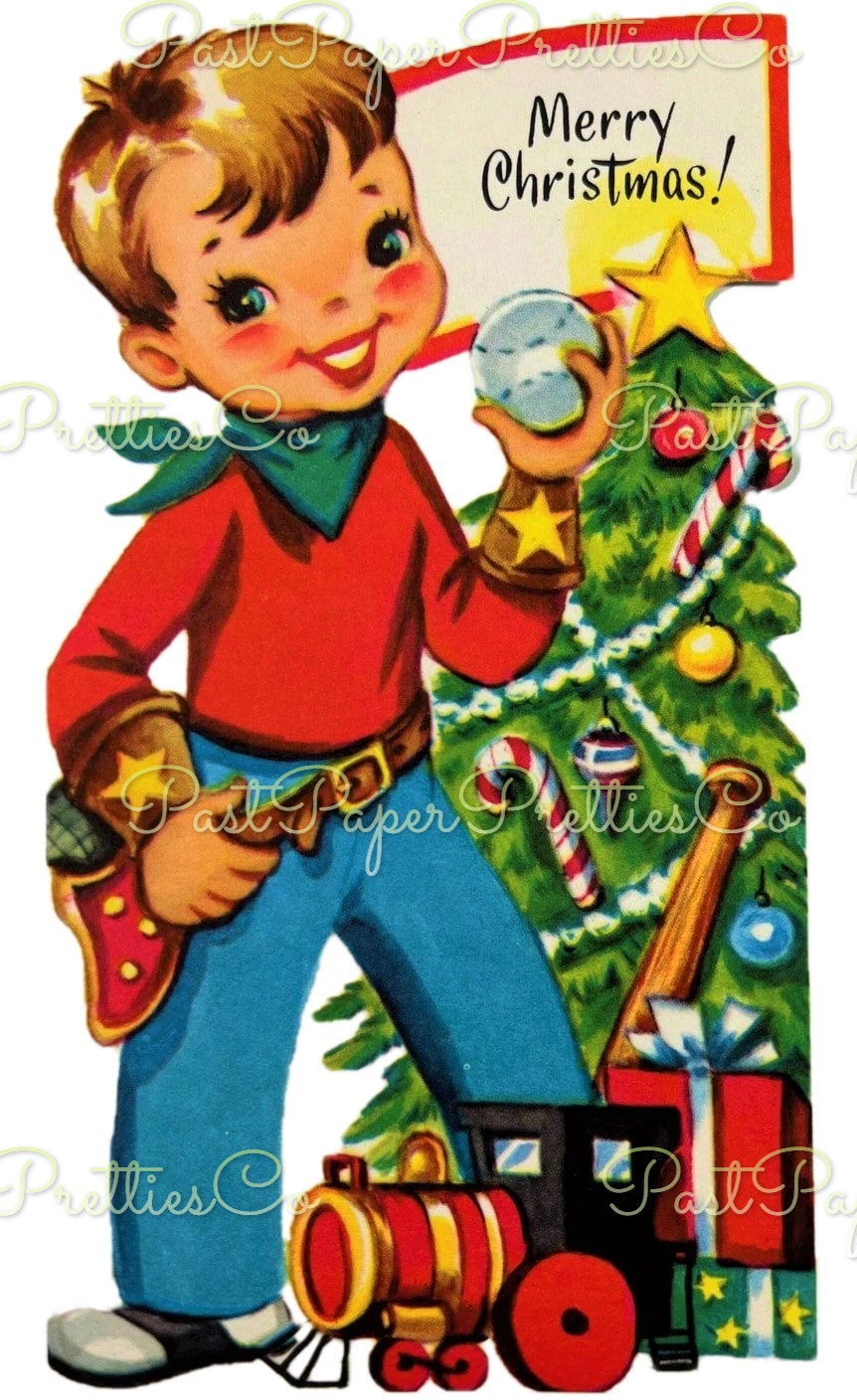 Vintage Printable Cute Christmas Cowboys Collage Sheets &amp; Full - Etsy