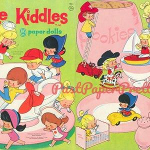 Bonecas de papel vintage Liddle Kiddles c. 1966 PDF para impressão Download digital instantâneo 9 bonecos de brinquedo fofos de infância Clip Art