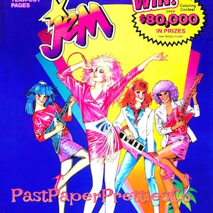 Vintage Jem and The Holograms Giant Coloring Book 1985 Printable PDF Instant Digital Download Retro 80s Girl Rock Band 111 Pages to Color