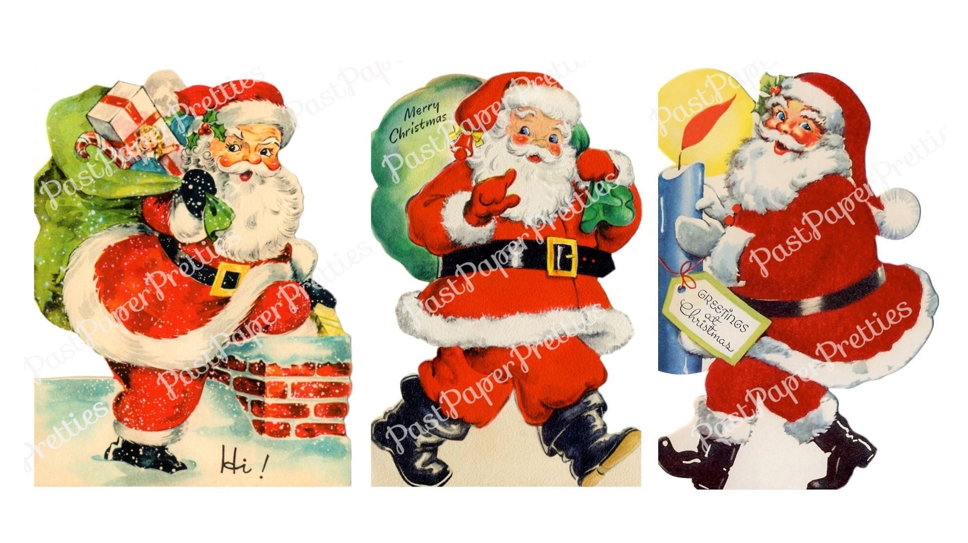 Vintage Printable Retro Santa Claus Christmas Card Images - Etsy