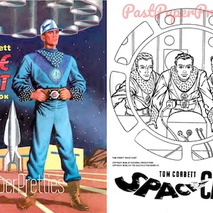 Páginas para colorear de ciencia ficción vintage para imprimir Tom Corbett Space Cadet PDF Descarga digital instantánea Clip art de ciencia ficción retro 33 páginas 1952