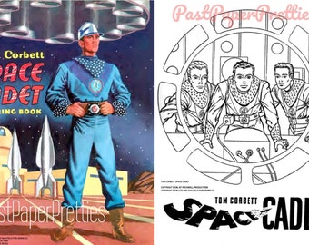 Vintage Printable Sci Fi Coloring Book Pages Tom Corbett Space Cadet PDF Instant Digital Download Retro Science Fiction Clip Art 33 Pgs 1952