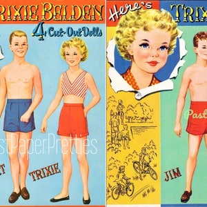Muñecas de papel antiguas Aquí está Trixie Belden c. 1956 PDF Descarga digital instantánea Libros de misterio de detectives adolescentes Clip Art