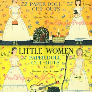 Bambole di carta vintage Piccole donne Ritagli c. 1934 PDF Stampabile Download digitale istantaneo Meg Amy Jo Beth Sorelle Clip Art
