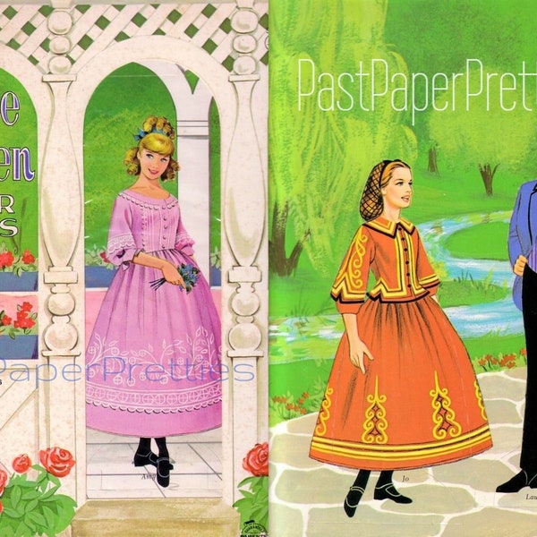 Vintage Paper Dolls Little Women Meg Amy Jo Beth Laurie c. 1960s Printable PDF Instant Digital Download Pretty Sisters Clip Art