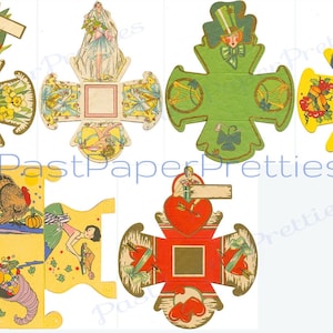 Scatole per bomboniere vintage Art Deco stampabili, per Natale e festa del Ringraziamento, in formato PDF, download digitale istantaneo, tazze per dolcetti e noci, ritagliate e assemblate