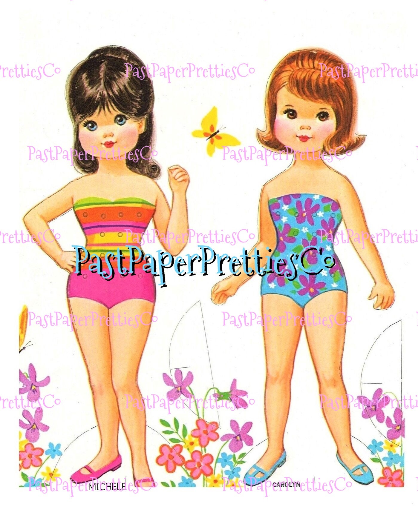 Vintage Paper Dolls With Lace-on Costumes 1969 Printable PDF
