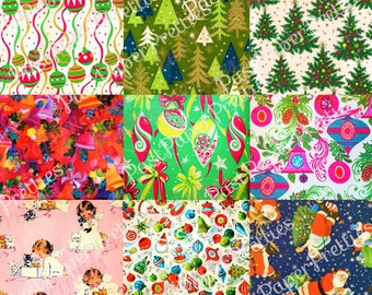 27 Vintage Printable Retro Christmas Gift Wrap Scraps Collage Full Sheets PDF Instant Digital Download Holiday Wrapping Paper SET ONE