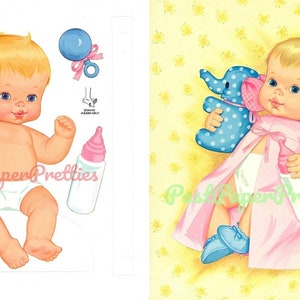 Vintage Paper Dolls Newborn Baby Tender Love Doll c. 1973 Printable PDF Instant Digital Download Cute Retro Childhood Toy Dolly Clip Art image 2