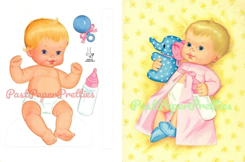 Vintage Paper Dolls Newborn Baby Tender Love Doll c. 1973 Printable PDF Instant Digital Download Cute Retro Childhood Toy Dolly Clip Art image 2