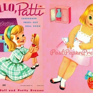 Bonecas de papel vintage Hello Patti Doll Book c. 1967 PDF para impressão Download digital instantâneo Vestidos bonitos para meninas kitsch dos anos 60