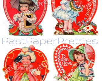 Four Printable Vintage Valentine's Day Postcards (2383376)