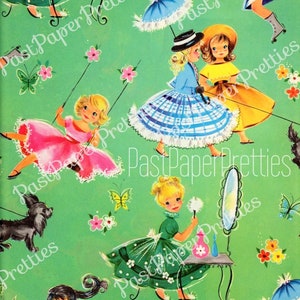 Vintage druckbare Geschenkverpackung kleine Misses Damen hübsche Mädchen Geschenkpapier Collage Sheet Sofortiger digitaler Download 300 dpi