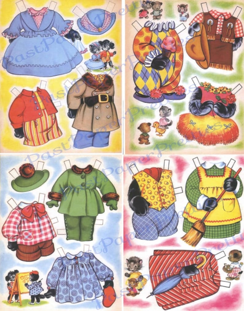 Vintage Paper Dolls Dress up Animal Dolls Kit And Kapoodle Kitsch Cat vintage-paper-dolls-dress-up-animal-dolls-kit-and-kapoodle-kitsch-cat
