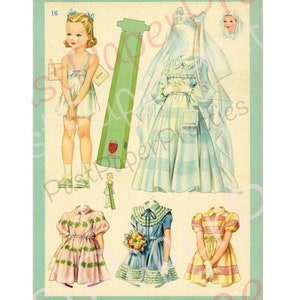 Bonecas de papel italianas vintage, menina católica, primeira comunhão, c. 1939, folha de colagem para impressão, download digital instantâneo, Milão, Itália